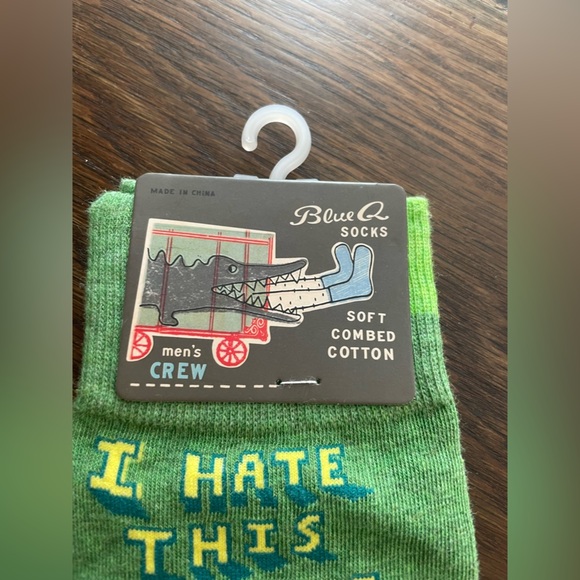 NWT Blue Q Socks Green Lawn Mowing Silly Socks - Picture 2 of 4